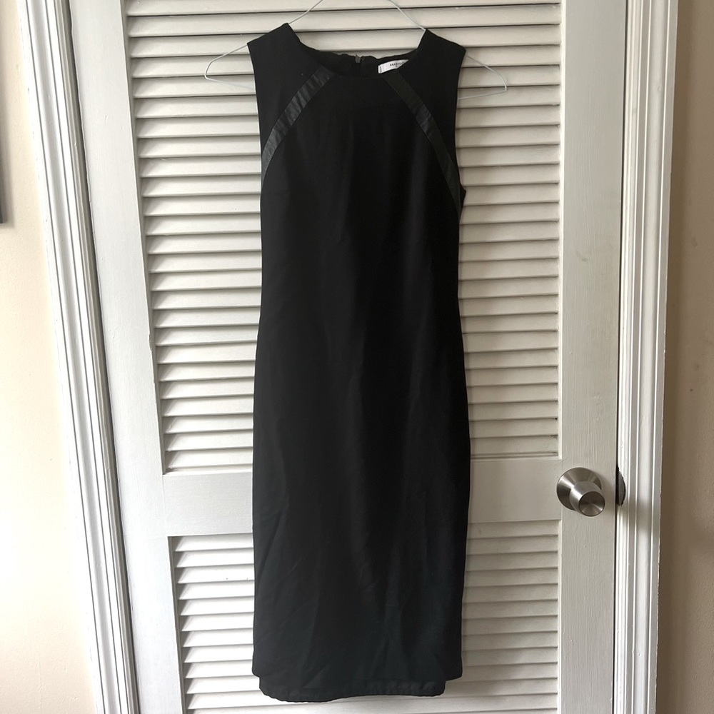 Mango black dress with leather detail